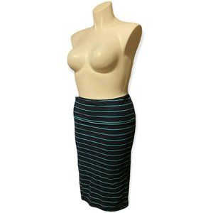 Torrid Green and Black Striped Jersey Pencil Skirt Size 2